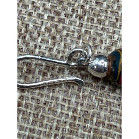 Sterling Silver Multicolor Beaded Necklace w/ Teardrop Pendant – Artisan Stateme - Picture 4 of 10